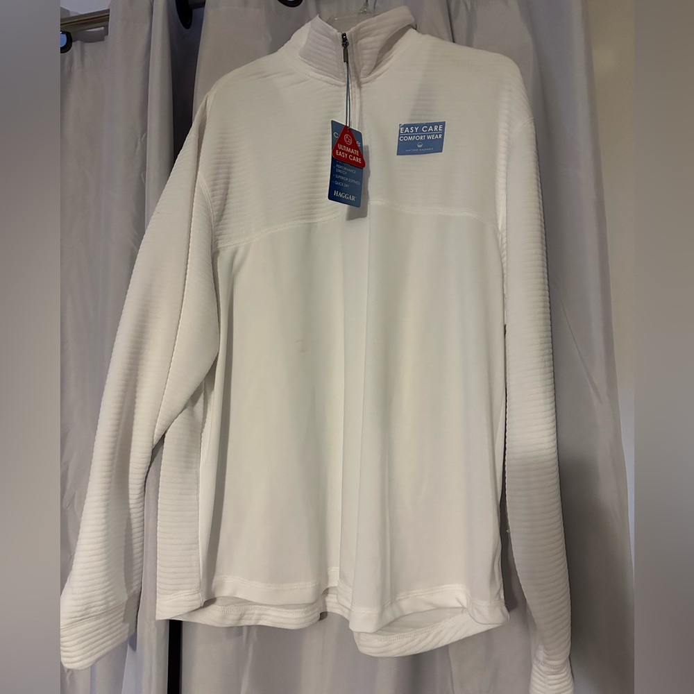 Men’s White Half Zip Long Sleeve XL. Never Worn